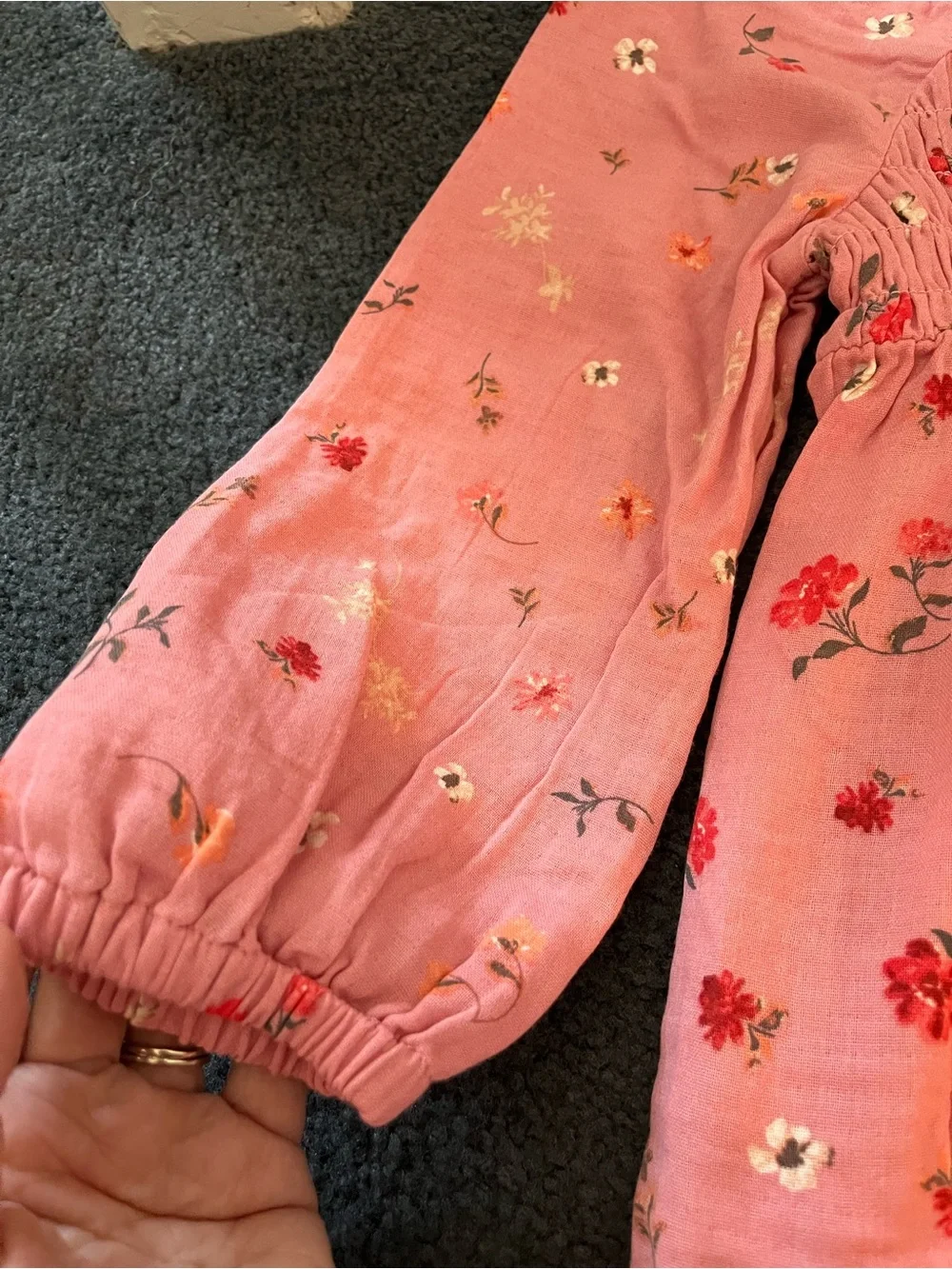 Old Navy Pink Floral Smocked Dress with Puff Sleeves